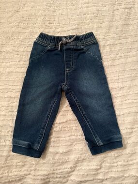 Okie Dokie Toddler Baby Boy Blue Denim Drawstring Straight Leg Pants Sz 6M